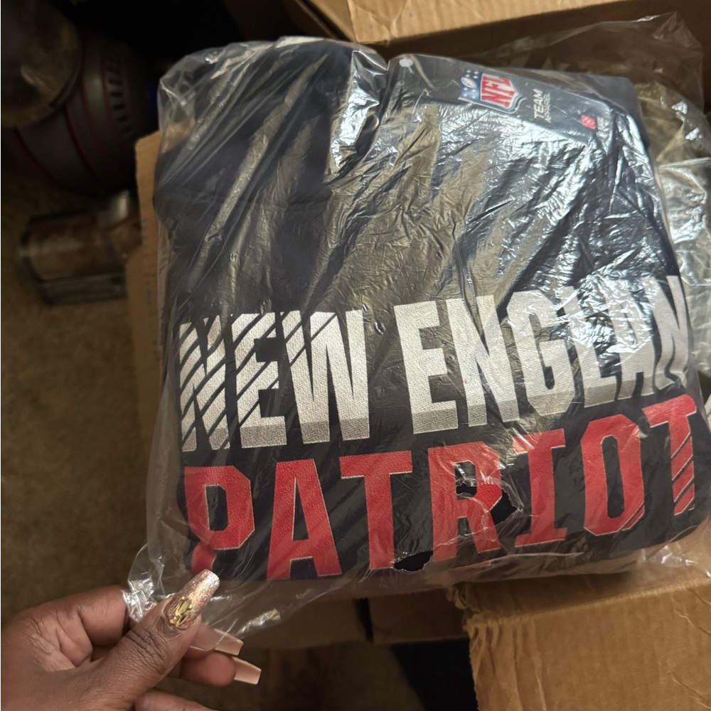 NFL New England Patriots Hoodie - Navy with Red & White Graphics